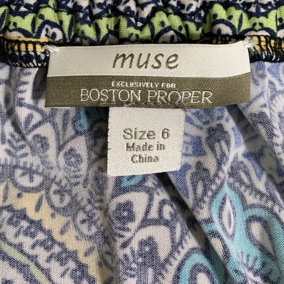 Boston Proper Muse Dress Womens Size 6 Multicolor Boho Floral Abstract Popover - Picture 5 of 8